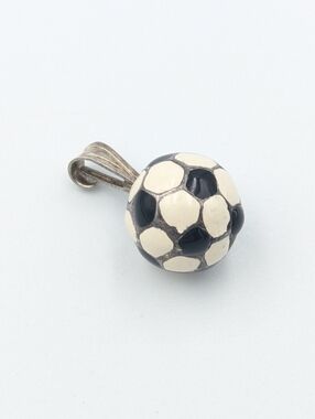 Vintage 925 sterling silver enamel soccer ball pendant charm